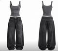 Y2k two piece outfit, baggy jeans with fitted tank top/shirt